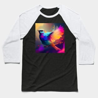 Colorful bird flapping wings Baseball T-Shirt